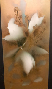 Pam, Evergreen gold, spray paint on card.jpg